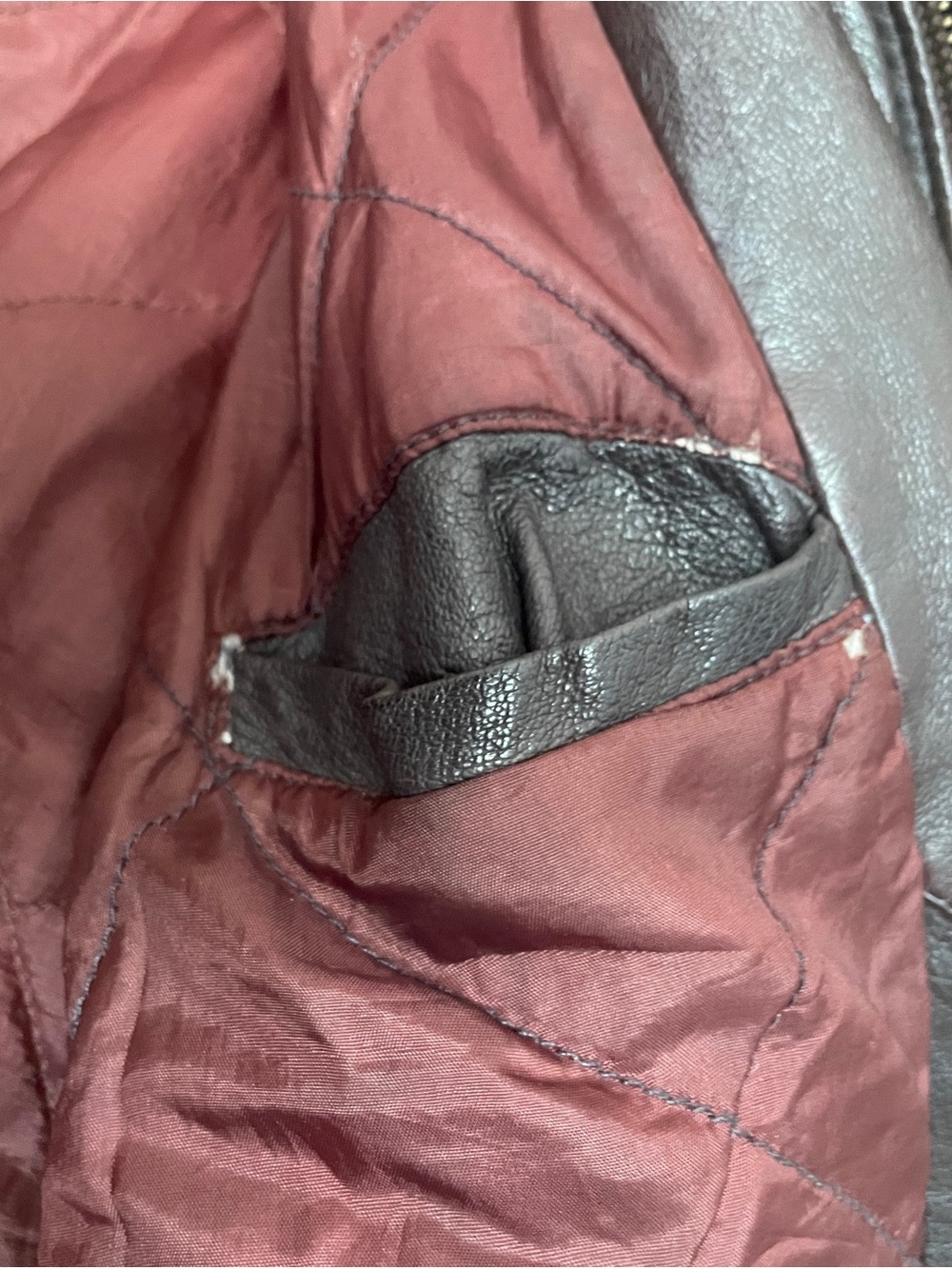 Brown Leather Bomber Jacket - Picture 5 of 10